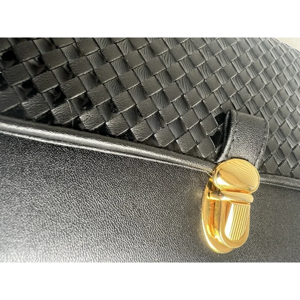 Rosetti Black Basketweave Convertible Whopper Crossbody Clutch Wallet + Cosmetic